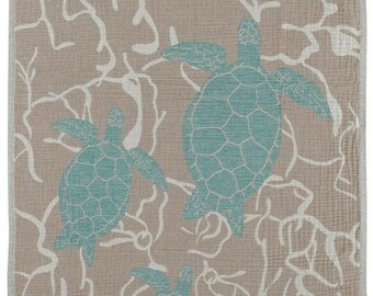 Toalla de playa de gasa, toalla de muselina de algodón para niños pequeños, diseño Caretta, toalla de playa con motivo de tortuga, toalla de secado rápido, regalo para amantes de la playa, regalo para mamá