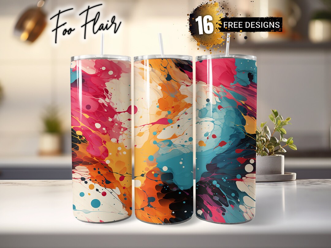 Paint Splatter Sublimation Design for 20 Oz Skinny Tumbler PNG Etsy