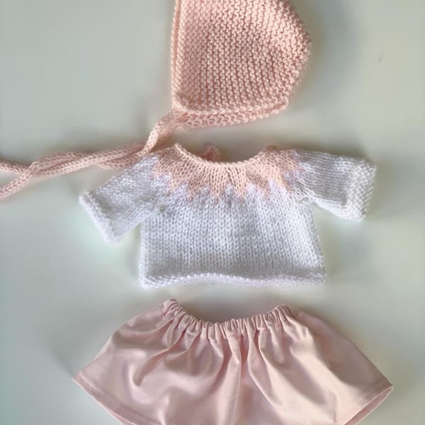 Tenue pour poupée Gordi Paola Reina, pull, jupe et béguin