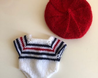 Outfit for Gordi Paola Reina doll - Sailor romper and red beret