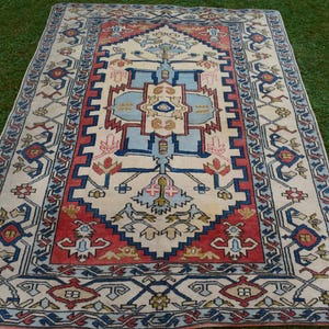 Caucasian Vintage Rug Handmade Caucasian Carpet Fine Quality Caucasian Rug Vintage Kabkazi Rug Collectors Caucasian Rug. Size: 4&#39;7x6&#39;2 ft.