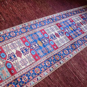 Kazak Runner Rug Vintage Kabkaz Runner Rug Desiner Runner Rug Home Decor Runner Rug Caucasian Area Runner Rug Afghan Rug. Size: 2&#39;8x9&#39;9 ft.
