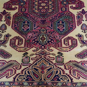 Antique Pictorial Rug Home Decor Rug One Sided Pattern Rug Tree of Life Rug Silk Touched Rug Birds Rug Wall Decor Silk Rug. Size: 4&#39;9x6&#39;4 Ft