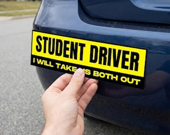 Pegatina para parachoques con meme de estudiante conductor, vinilo de alta calidad, imán divertido para coche, regalo humorístico para la generación Z