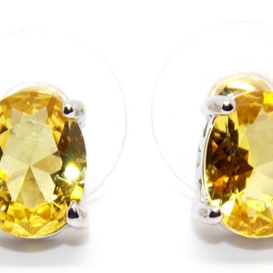 Sterling Silver Yellow Sapphire 2.4ct Stud Earrings (925) Free Gift Box