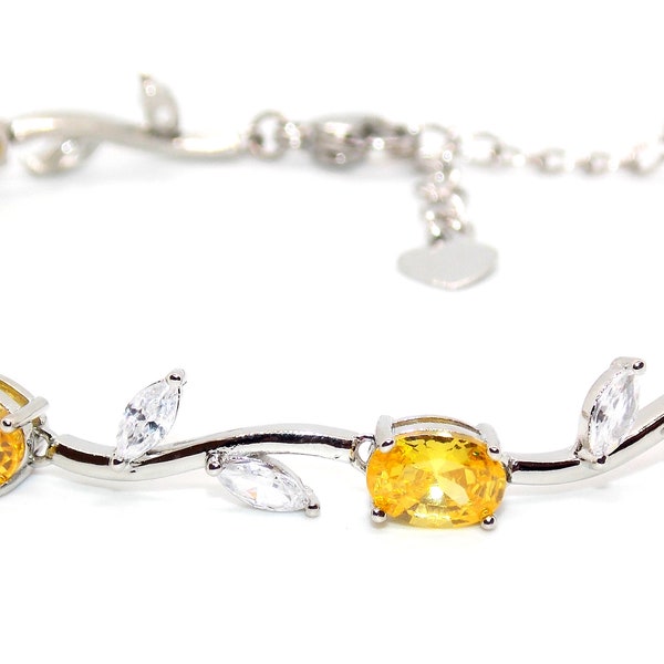 Silver Yellow Sapphire And White Topaz 7.74ct Bracelet