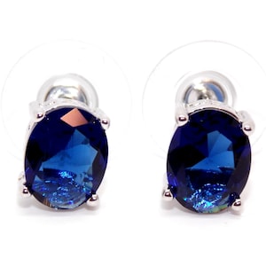 Sterling Silver Blue Sapphire 3.45ct Stud Earrings (925) Free Gift Box