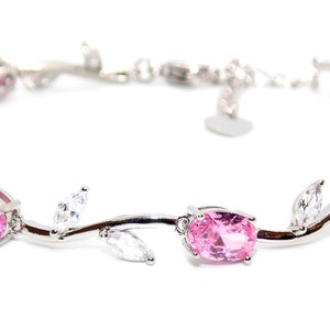 Silver Pink Sapphire And White Topaz 7.74ct Bracelet