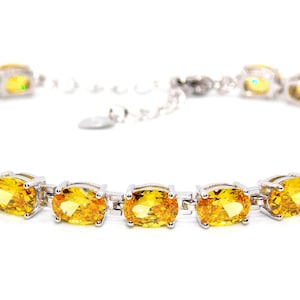 Silver Citrine Oval Cut 24.02ct Tennis Bracelet (925)