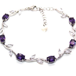Silver Amethyst And White Topaz 7.74ct Bracelet