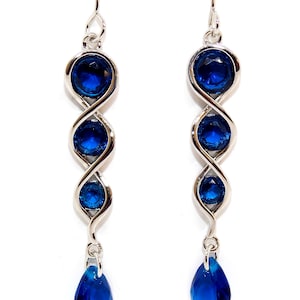 Sterling Silver Blue Sapphire 5.9ct Drop Earrings (925)