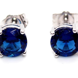 Sterling Silver Blue Sapphire 2.28ct Stud Earrings Free Gift Box