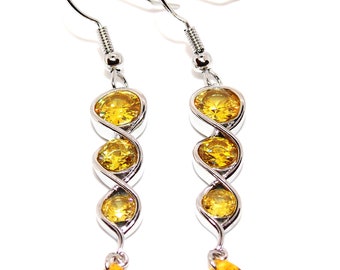 Sterling Silver Citrine 5.9ct Drop Earrings (925)