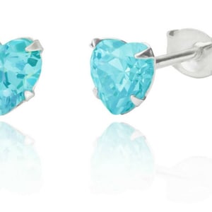 Sterling Silver Heart Shape Aquamarine 1.24ct Stud Earrings (925)