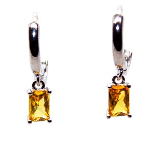 Sterling Silver Yellow Sapphire 1.08ct Huggie Drop Earring (925)