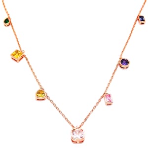 Rose Gold Overlay Multi Colour 3.95ct Necklace (925) Free Gift Box