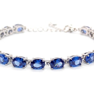 Silver Tanzanite Oval Cut 24.02ct Tennis Bracelet 925 image 1