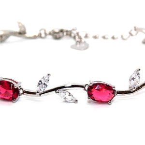 Silver Ruby And White Topaz 7.74ct Bracelet