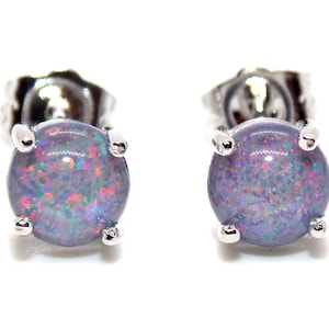 Sterling Silver Black Fire Opal 2.28ct Stud Earrings Free Gift Box