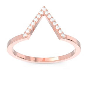 Diamond Rose Gold Minimalist Ring/ Simple Diamond Ring/ Modern Ring/ Edgy Ring/ Triangle Diamond Pave Ring