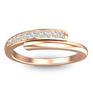 Diamond Minimalist 14k Rose Gold Ring/ Petite Ring/ Gold Ring/ Simple Diamond/Thin Diamond Ring/ Gold Stacking Ring/Solid Rose Gold Ring