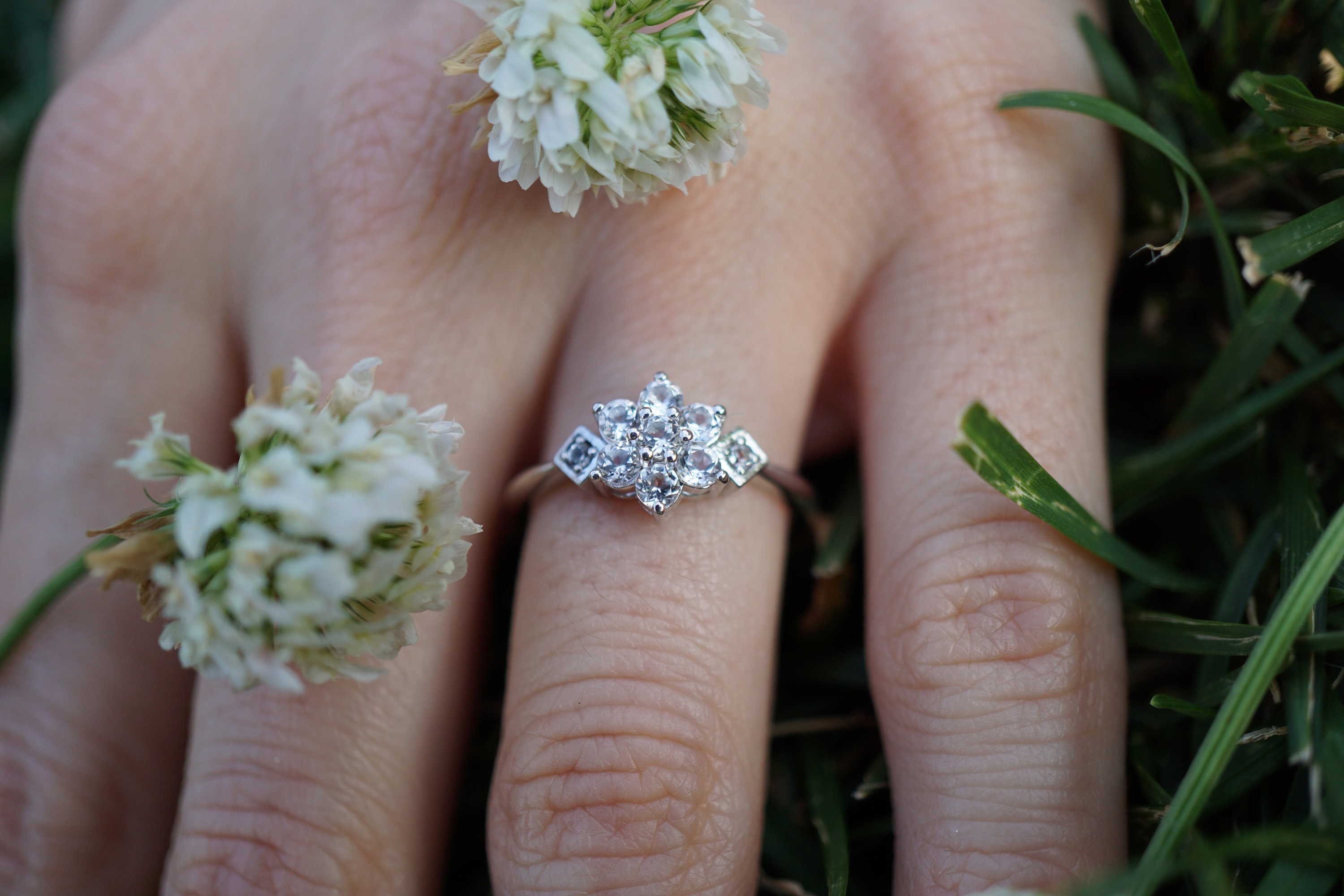 Diamond Cluster Floral Pave Ring/ Simple Ring/ Delicate - Etsy