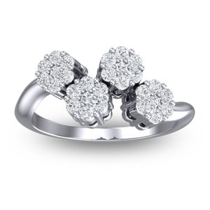 Diamond Floral Ring/ Simple Diamond Ring/ Artistic Diamond Ring/14k Gold Diamond/ Wedding Gift Jewelry