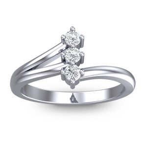 Diamond Three Stone Ring in 14k Gold/ Petite Diamond Ring/Dainty Diamond Ring/Unique Engagement Ring/Anniversary Gift/Wedding Gift