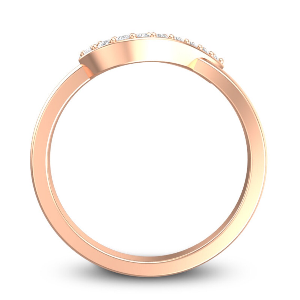 Diamond Pave Modern Ring/ Looping Band/ 14k Rose Gold/ Minimalist Ring ...