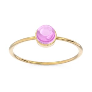 Gemstone Ring/ Pink Tourmaline Cabochon Bezel Ring in 14k Gold/ Amethyst Cabochon/ Petite Ring/Dainty Ring/Natural Gemstone/Dome Ring