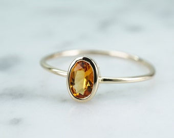 Citrine Bezel Ring in Gold, Modern Petite Ring, Graduation Gift, Birthstone Ring, 14K Yellow Gold, Natural Gemstone,Cute Jewelry, Minimalist