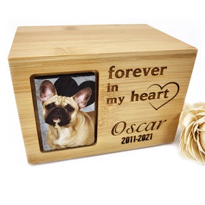 Custom Pet Urn For Dogs and Cats. Ashes Urn Engraved, up to 65 lbs, Personalized Cremation Wood Box Memorial,  for Pet Loss Gift.