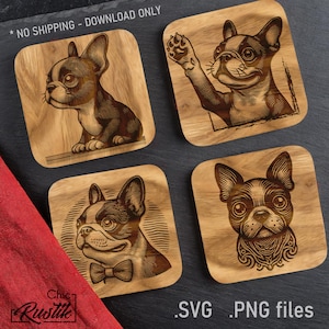 Fichiers gravure laser Boston Terrier mignon SVG PDF PNG, Dessin vectoriel Boston Terrier mignon pour machines à gravure laser