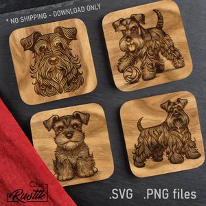 Fichiers gravure laser de Schnauzer mignon SVG PDF PNG, Dessin vectoriel de Schnauzer pour machines à gravure laser