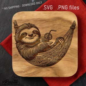 Sloth SVG PDF and PNG, 4 Sloth Vector Design for Laser Engraving ...