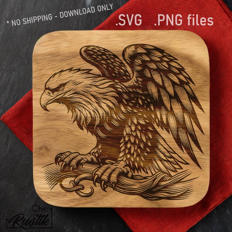 Eagle Inlay Vector Eagle SVG PDF PNG, 4 Eagle Vector Design for Laser Engraving Machines ...
