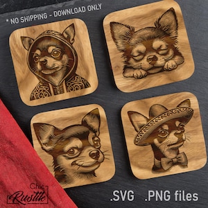 Fichiers gravure laser Chihuahua mignon SVG PDF PNG, Dessin vectoriel Chiwawa mignon pour machines à gravure laser