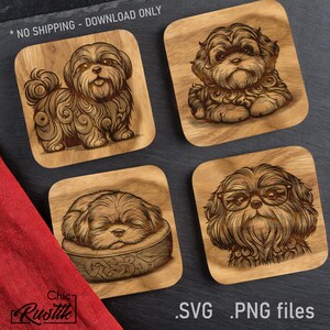Fichiers gravure laser Shih Tzu mignon SVG PDF PNG, Dessin vectoriel chien Shih Tzu mignon pour machines à gravure laser