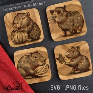Fichiers gravure laser Capybara mignon SVG PDF PNG, Dessin vectoriel Capybara mignon pour machines à gravure laser