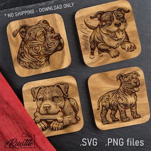 Fichiers gravure laser de Staffordshire Bull Terrier mignon SVG PDF PNG, Dessin vectoriel de Staffy et Staffie pour machines à gravure laser