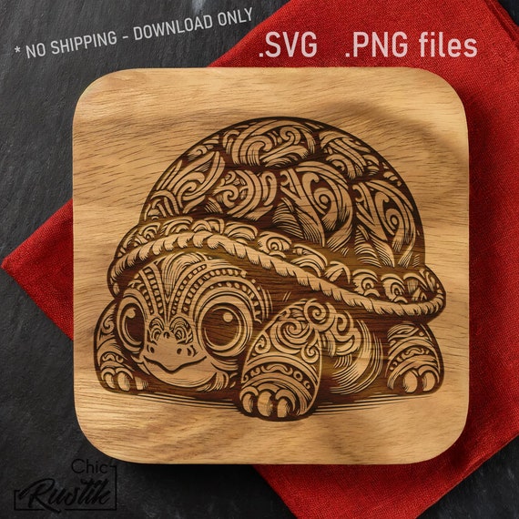 レーザー彫刻ファイルかわいいカメ SVG PDF PNG、レーザー彫刻機用の