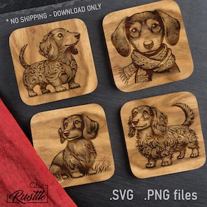 Fichiers gravure laser Teckel mignon SVG PDF PNG, Dessin vectoriel Dachshund et chien saucisse pour machines à gravure laser
