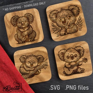 Fichiers gravure laser Koala mignon SVG PDF PNG,  Dessin vectoriel Koala mignon pour machines à gravure laser