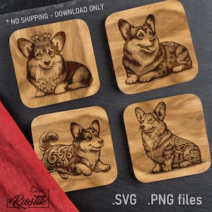 Fichiers gravure laser Corgi mignon SVG PDF PNG, Dessin vectoriel Corgi gallois Pembroke mignon pour machines à gravure laser