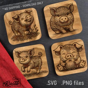 Fichiers gravure laser Cochon mignon SVG PDF PNG, Dessin vectoriel Cochon mignon pour machines à gravure laser
