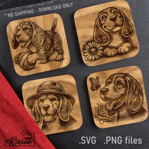 Fichiers gravure laser Beagle mignon SVG PDF PNG, Dessin vectoriel Beagle mignon pour machines à gravure laser