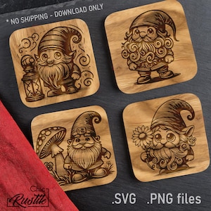 Fichiers gravure laser Nain de jardin mignon SVG PDF PNG,  Dessin vectoriel Gnome mignon pour machines à gravure laser