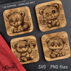 Fichiers gravure laser Teddy Bear mignon SVG PDF PNG,  Dessin vectoriel ourson toutou mignon pour machines à gravure laser