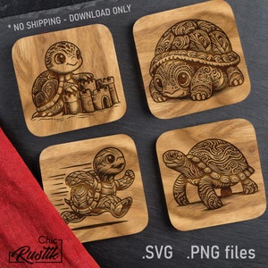 Lasergravurdateien Süße Schildkröte SVG PDF PNG, Vektorzeichnung Süße Schildkröte für Lasergravurmaschinen