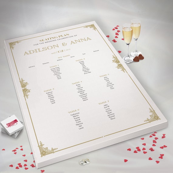 Framed Canvas Table Plan Wedding Baby Shower 035 Kays Weddings Christening Table Seating Plan Chart